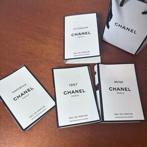 CHANEL Les Exclusive Eau De Perfume Samples X 4 GARDENIA, 1957, BEIGE & SYCOMORE